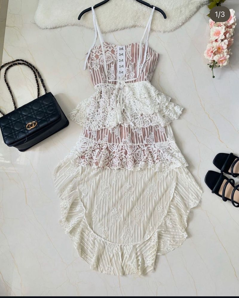 Sexy Nude  Lace Mini Dress