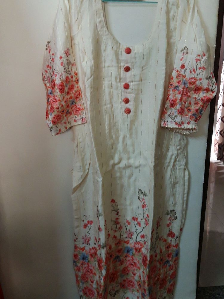 Silk Kurta With Flower Design