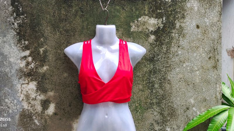 1U. SEXY BLOOD RED WRAP TOP