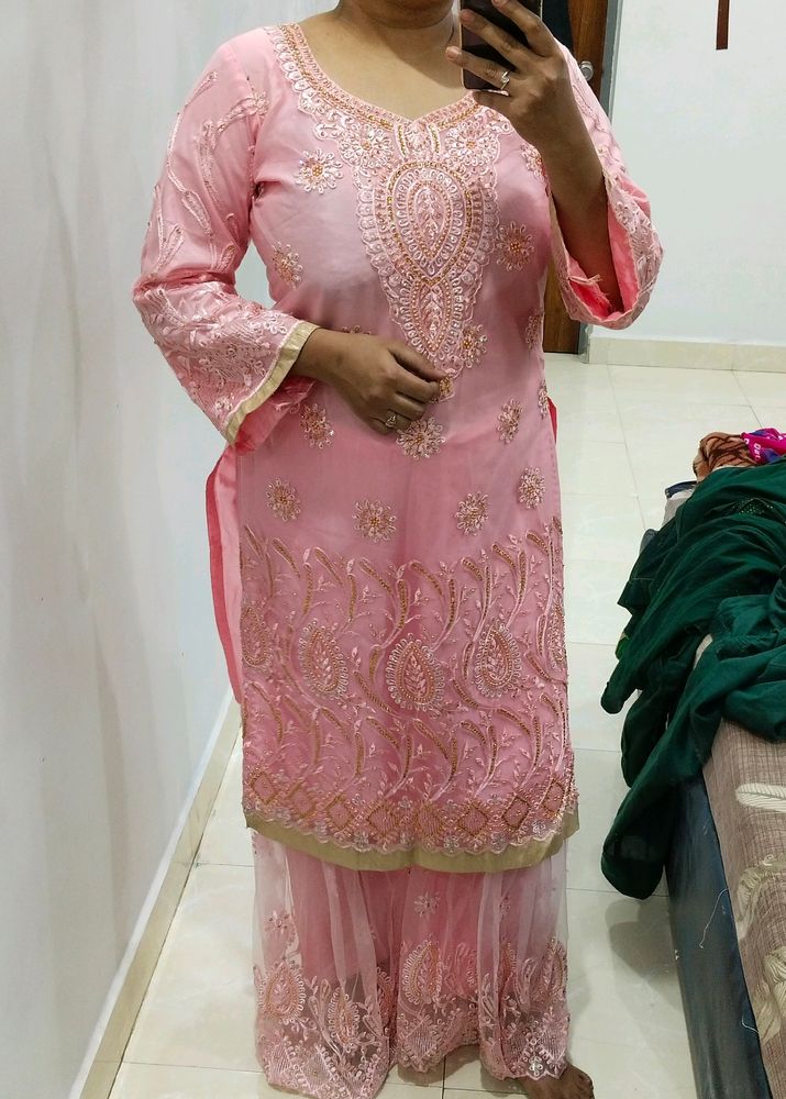 Beautiful Baby Pink Sharara Suit