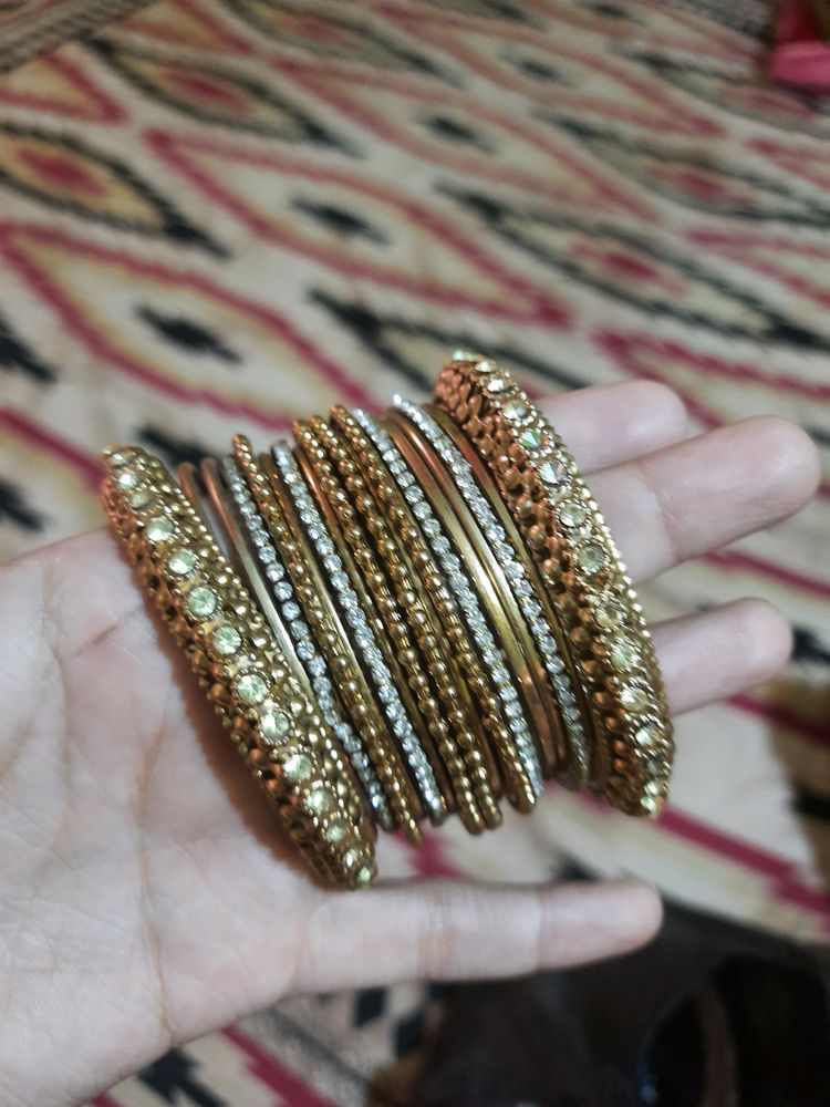 Bangles, stone work, size 2.4