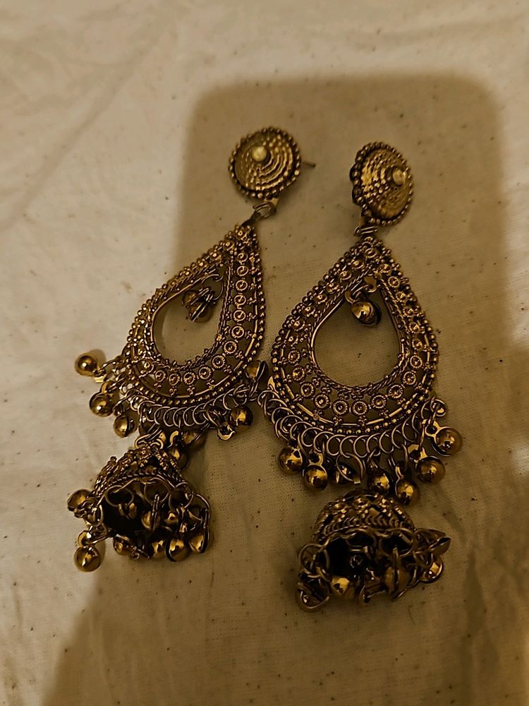 Dazzling Gold Jhumkas