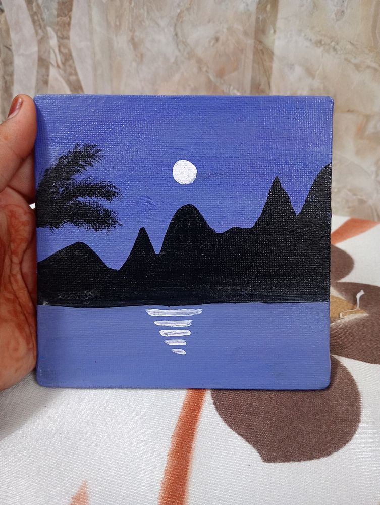 Night Scenery Painting On Canvas