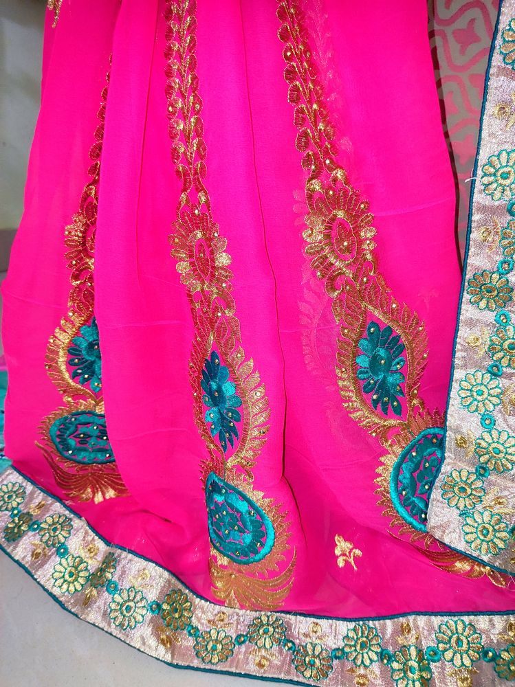 70% Off Today - Pink Saree with Stunning Design