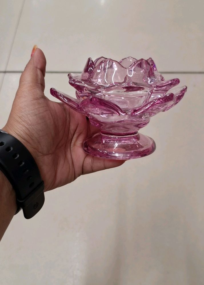 1pc Glass Lotus Candel Holder