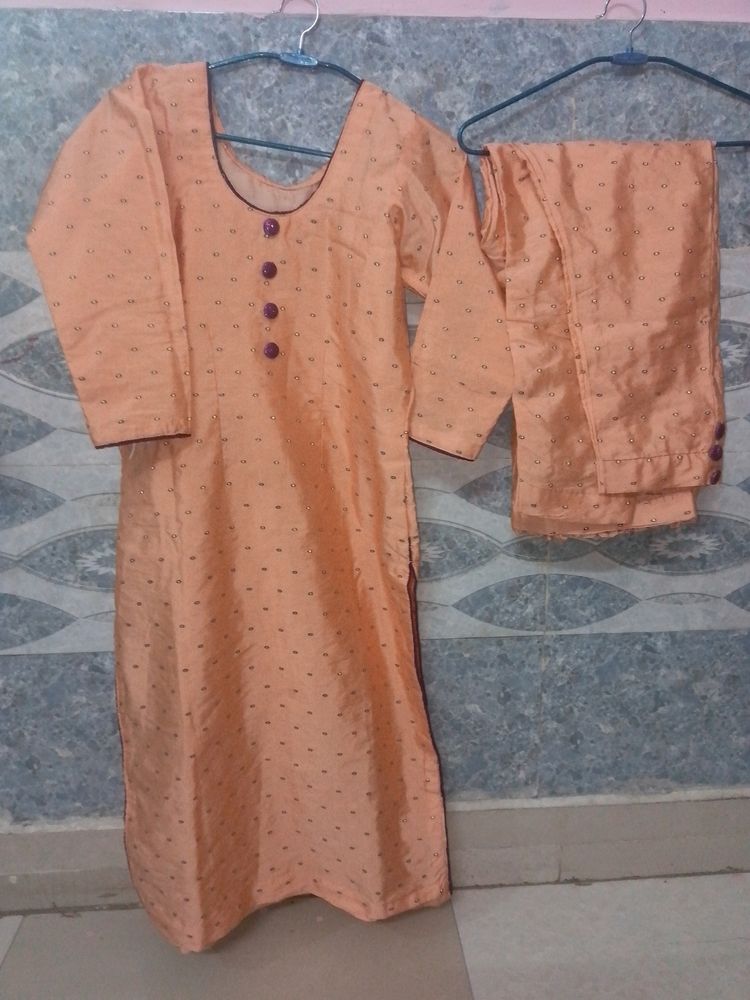 Peach Colour Pant Kurta Set For Women