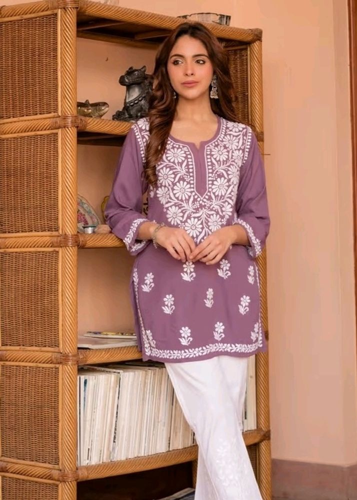 Short Chikankari Kurta