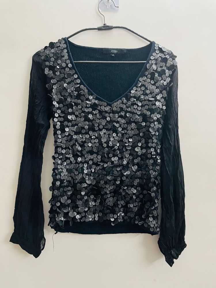 Gucci Black Sequin Trendy Top