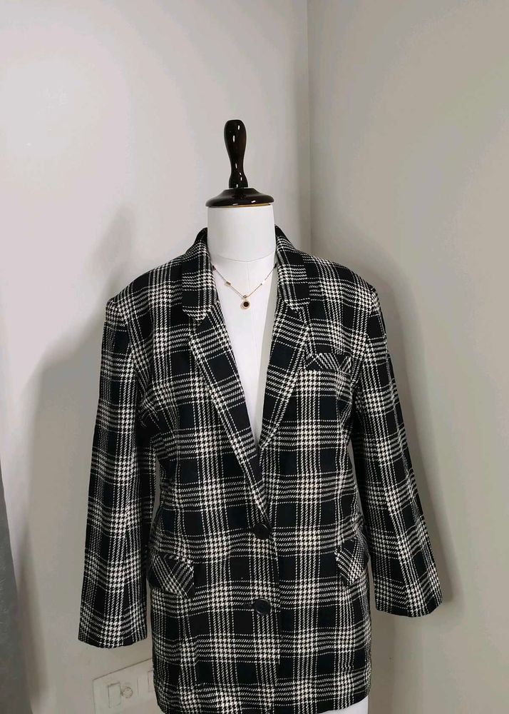 🆕 Women Checked Single Breasted Blazer