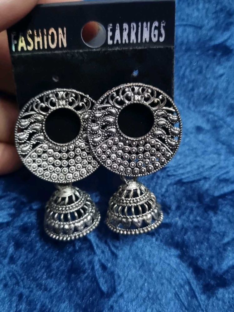 Oxidized Jhumki Earrings