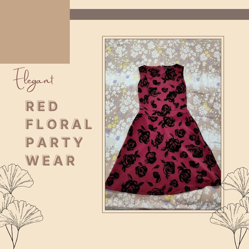 Red Floral Party Wear