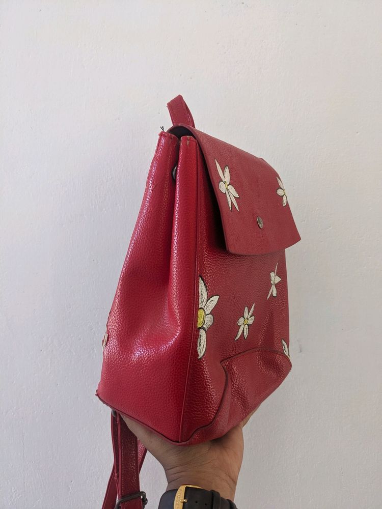 Beautiful Red Small Fancy Backpack For Women&kids