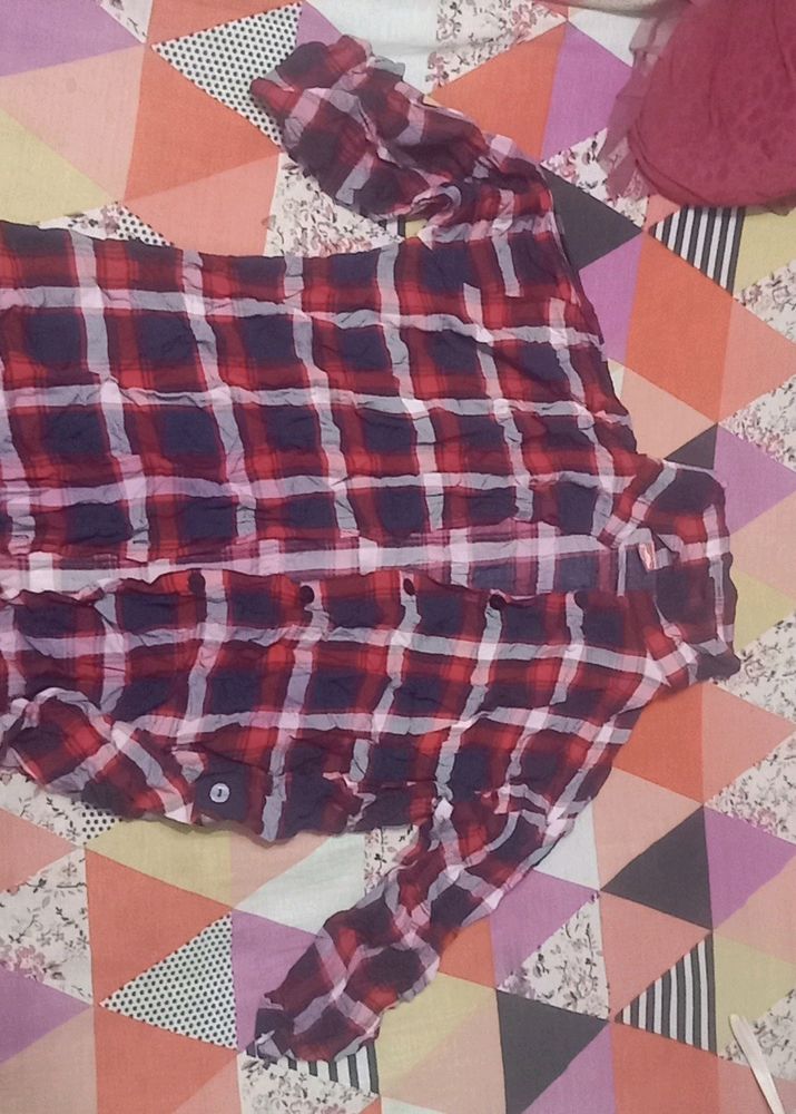 loose checked shirt (fine cloth)