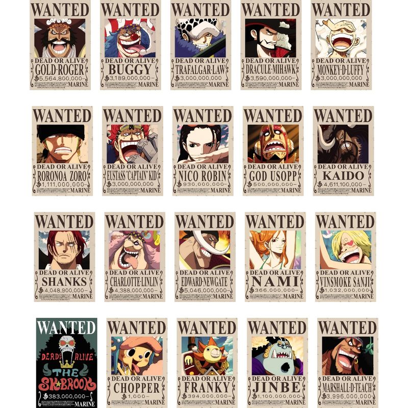 Pack Of 20 Wanted One Piece Anime Poster