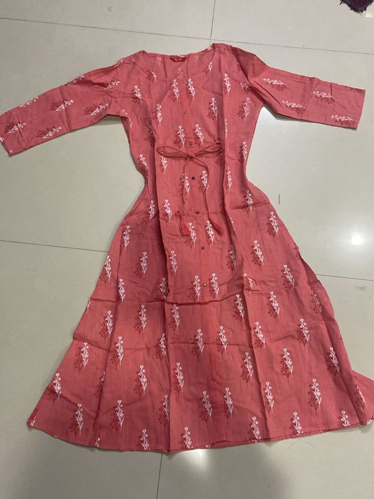 Rose Coloured Front Cut Kurti