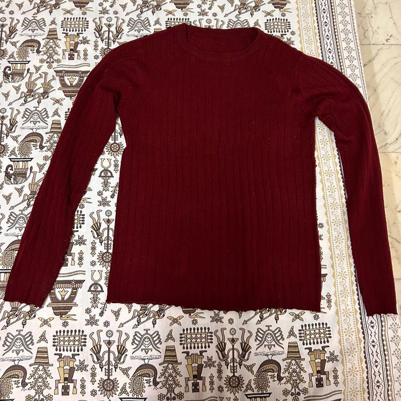 Maroon Knitted Top