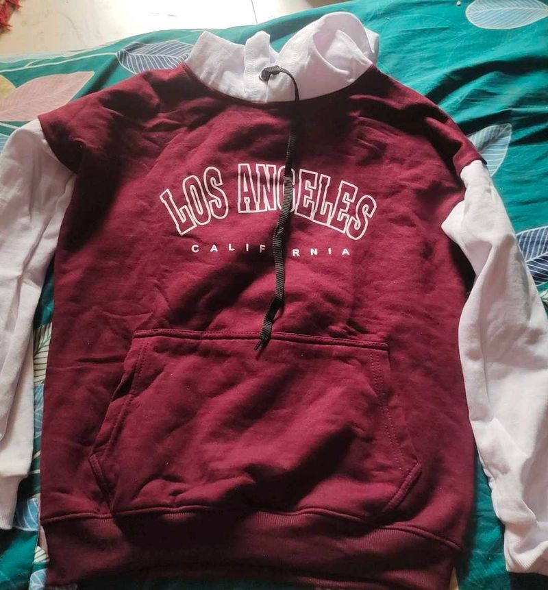 Maroon & White Hoodie Condition Brand New