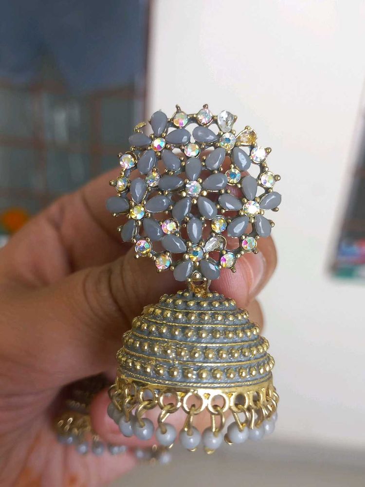 Grey Jhumk Earring