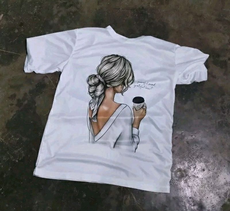 Afh Oversize Coffee Girl printed t shirt for women