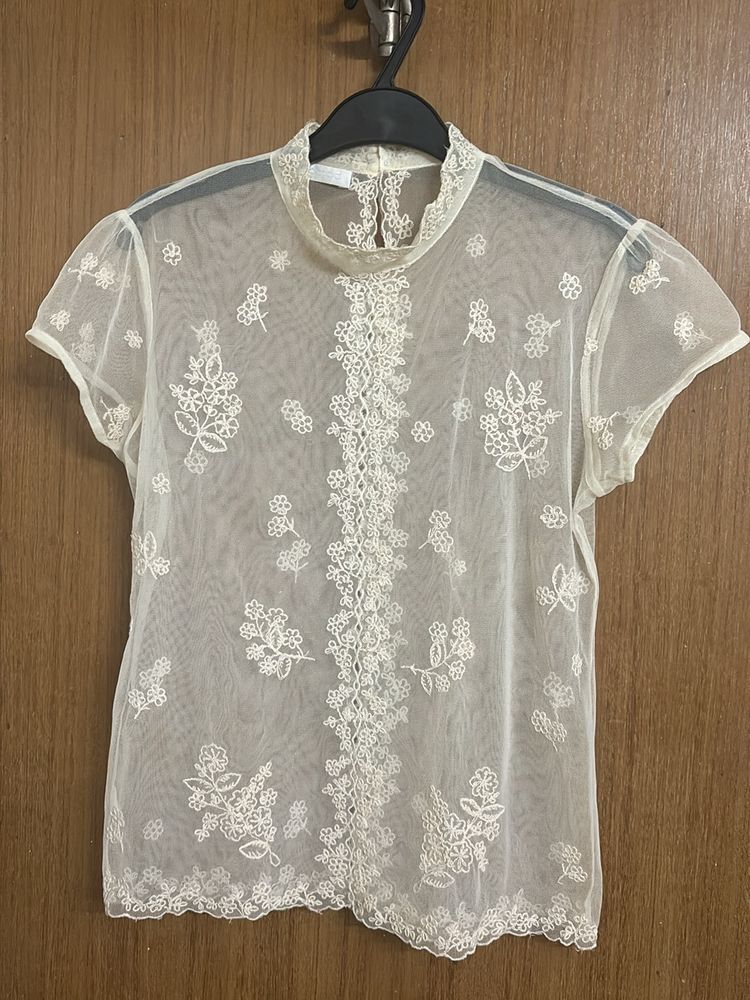 PROMOD Cream Net Top