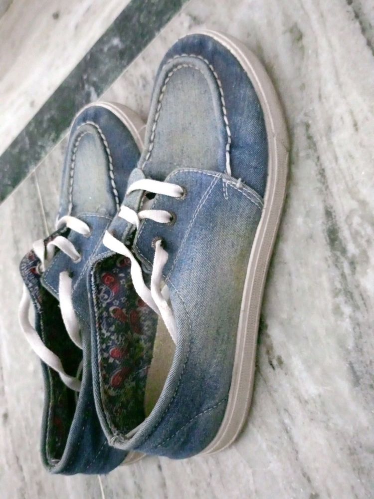 Blue Denim Sneakers For Women