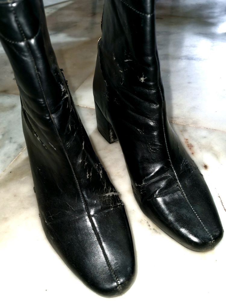 Women Heel Boots Black Used Fairly