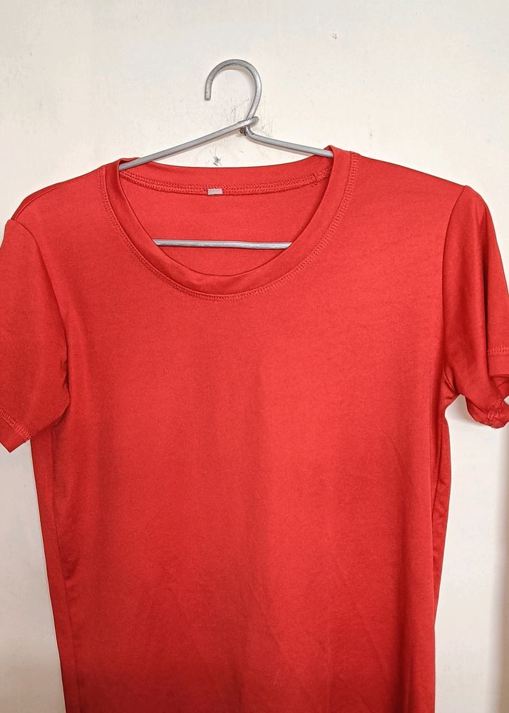 Hot Red Sports T Shirt For Casual Use