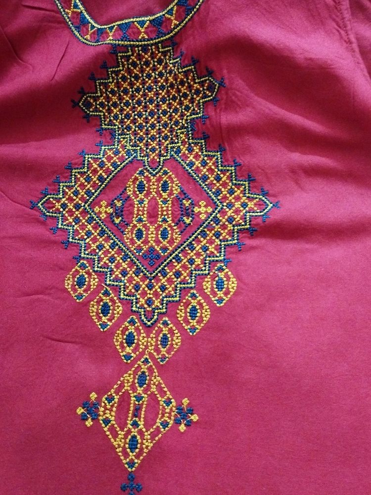 Embroidered Maroon Colour Kurta With Legging