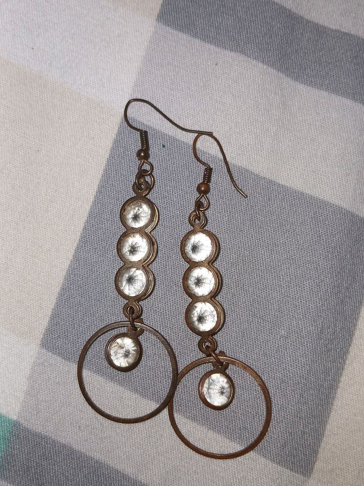 2 Earrings Copper And Silver Color Earring