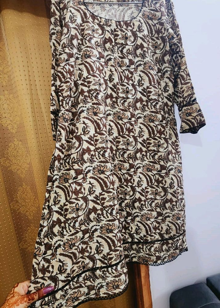 Brown Kurti And Pant Set