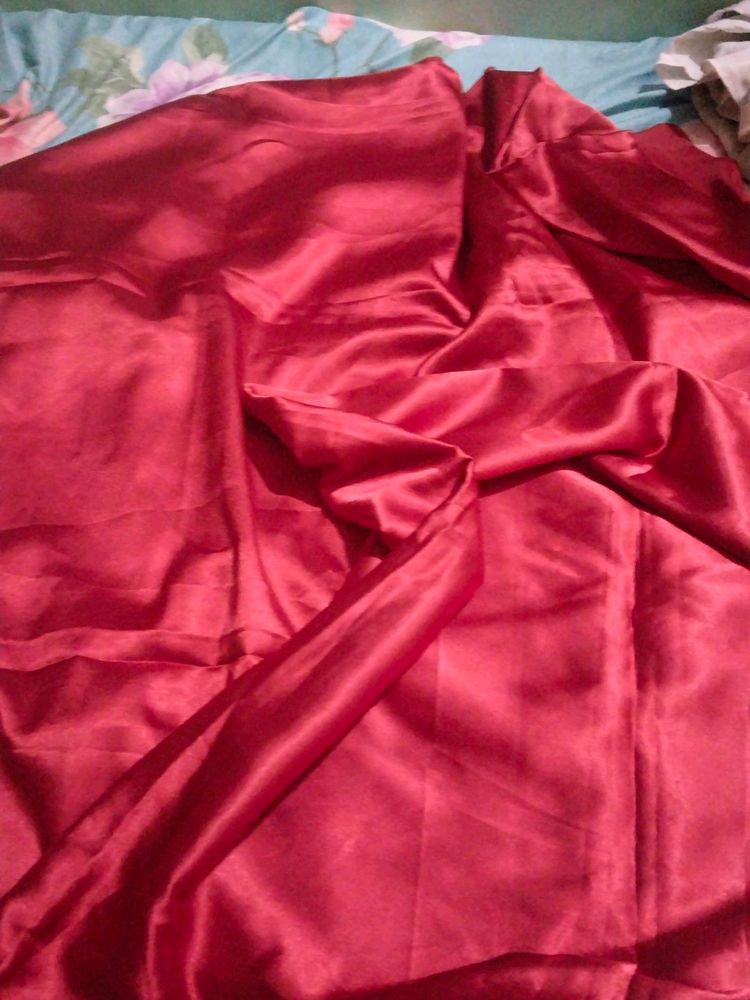 Deep Pink Satin Saree