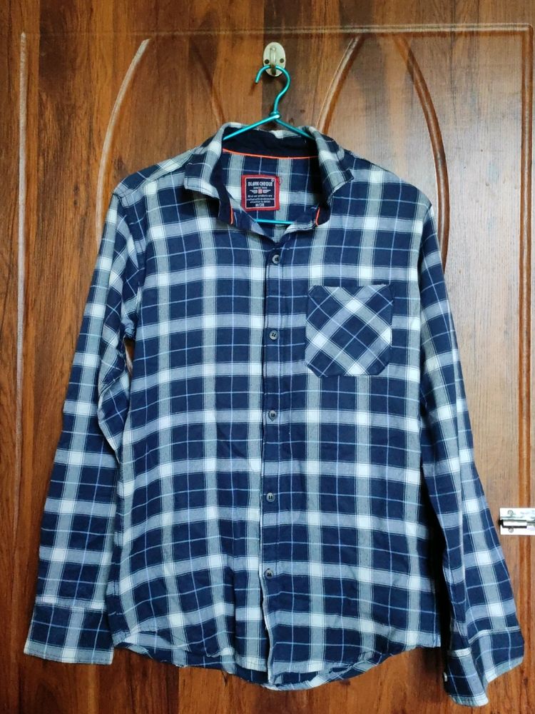 Men Blue Checked Shirt