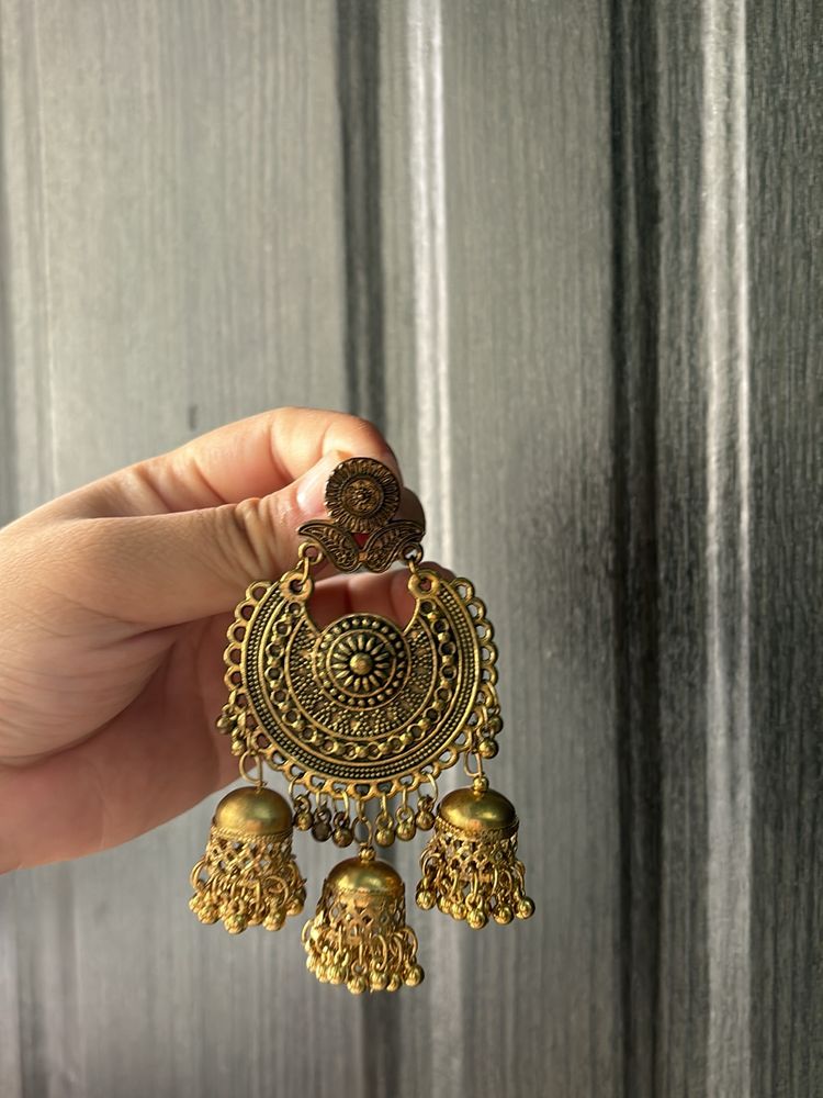 Antique Jhumka Earrings With Light Weight