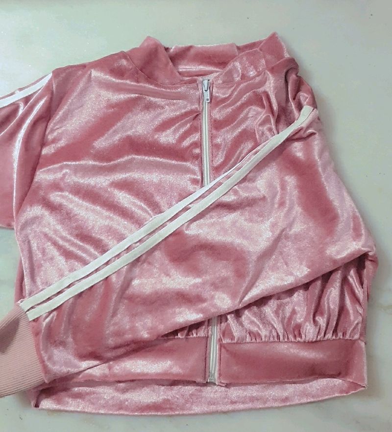 cropped aesthetic jacket pink velvet!!