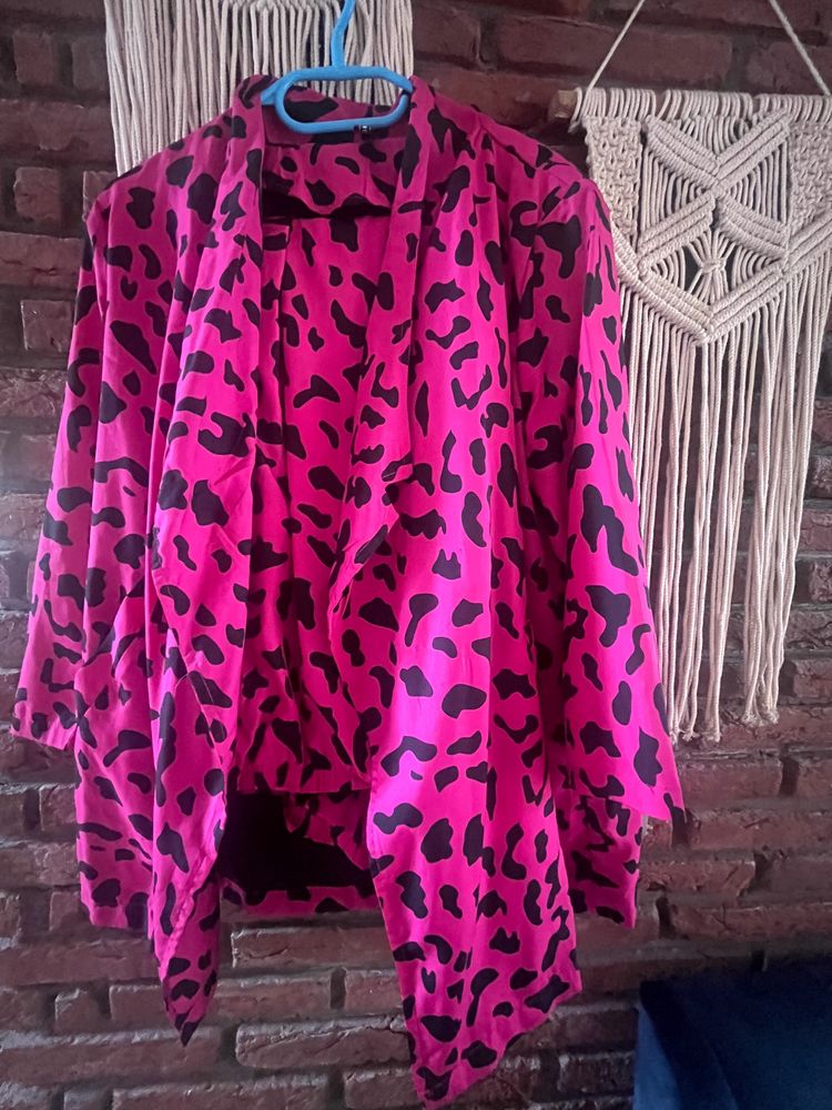 Leopard Print Blazer And Pants Set