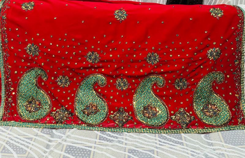 Red Zardosi Saree