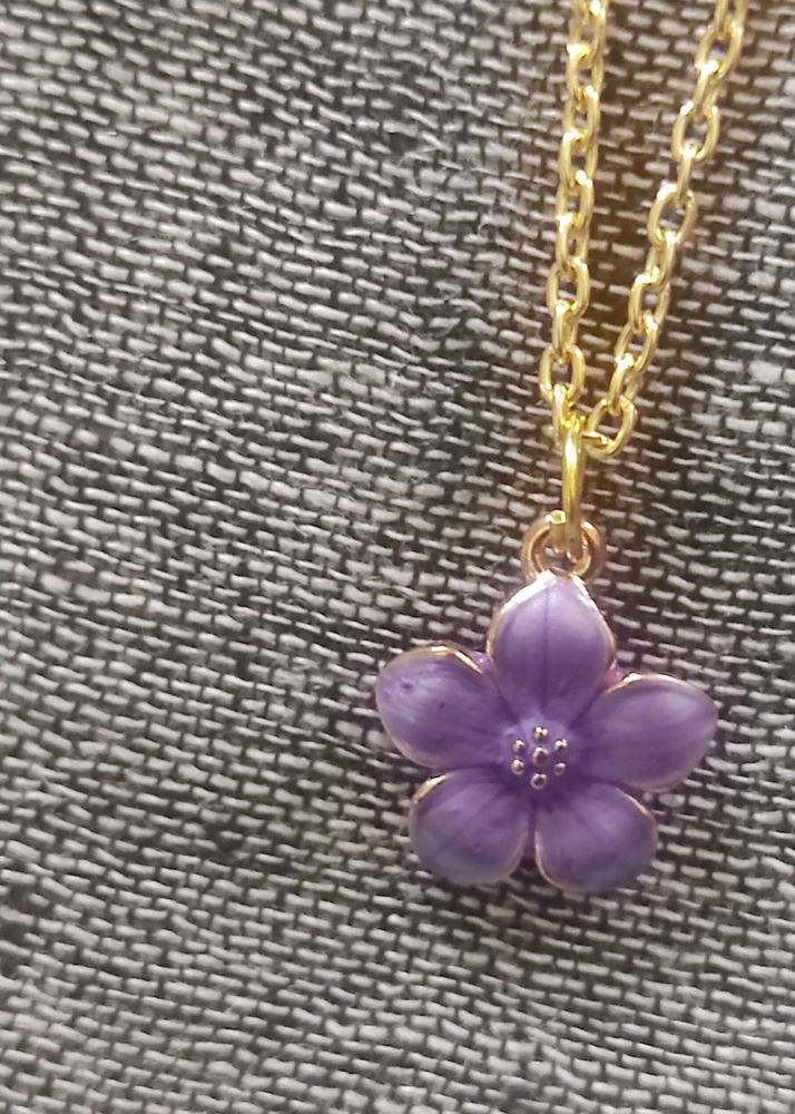 Purple Flower Pendant Chain