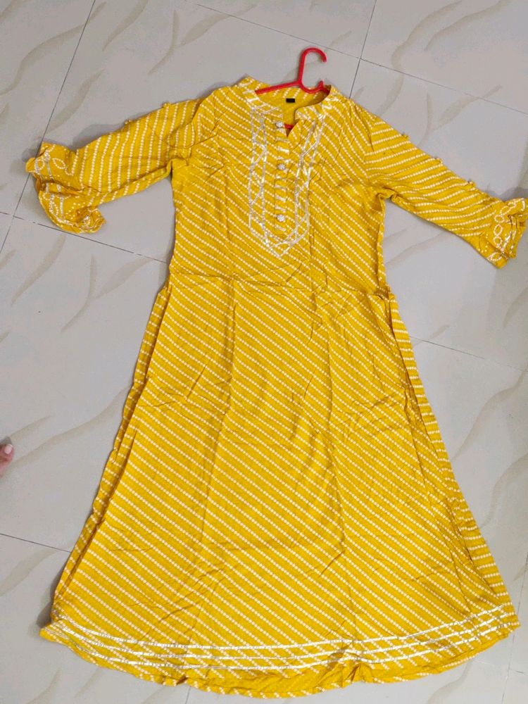 Yellow A Line Kurti