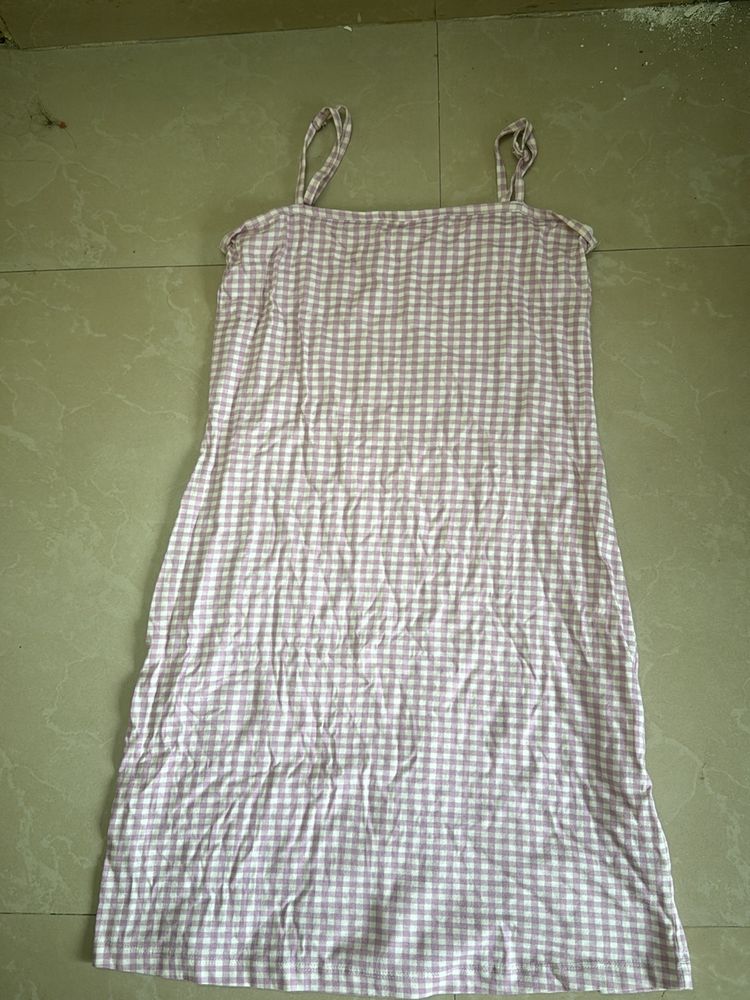 Checkered lavender dress