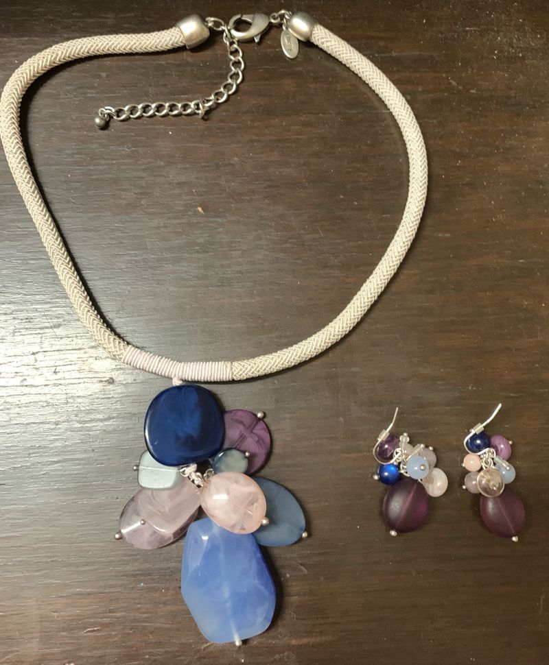 Mauve Stone Necklace And Earrings