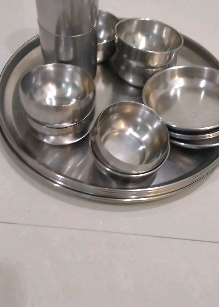 Steel Thali, Vatti, Glass, Plate Set