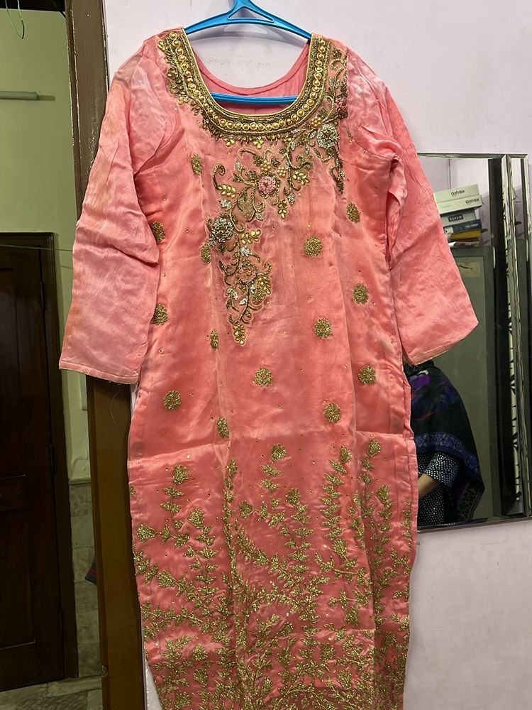 Party Wear Embroidered Pink Suit