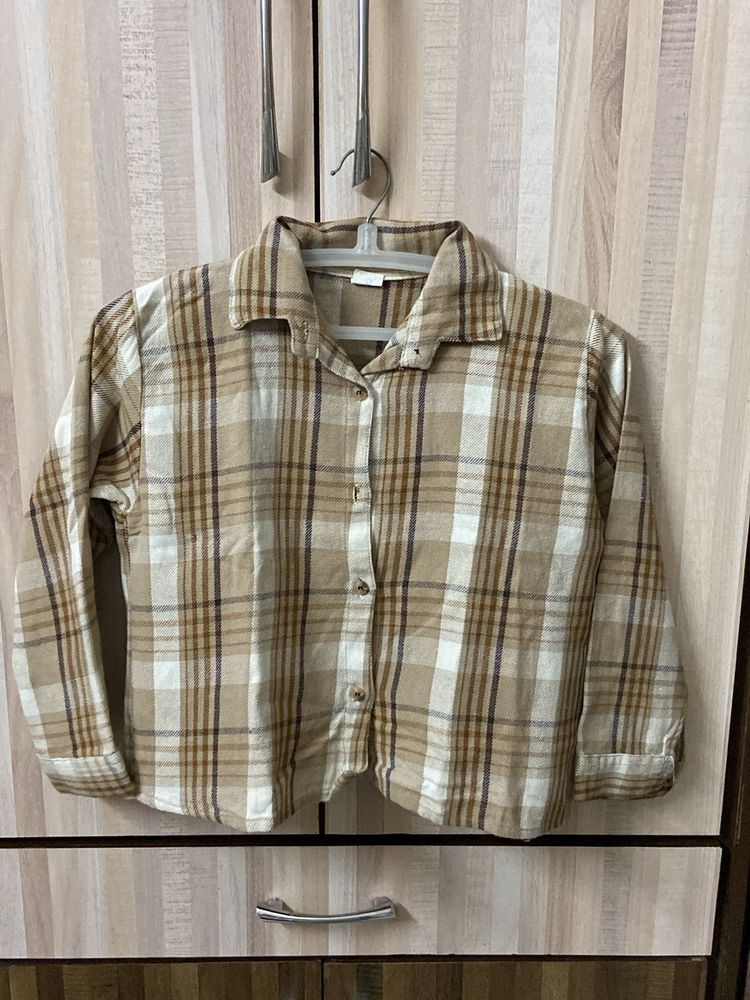 Brown beige Flannel Shirt For Layering