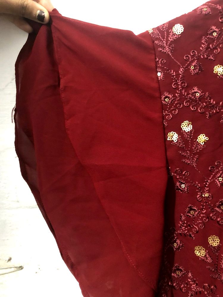 Maroon Color Ethnic Gown