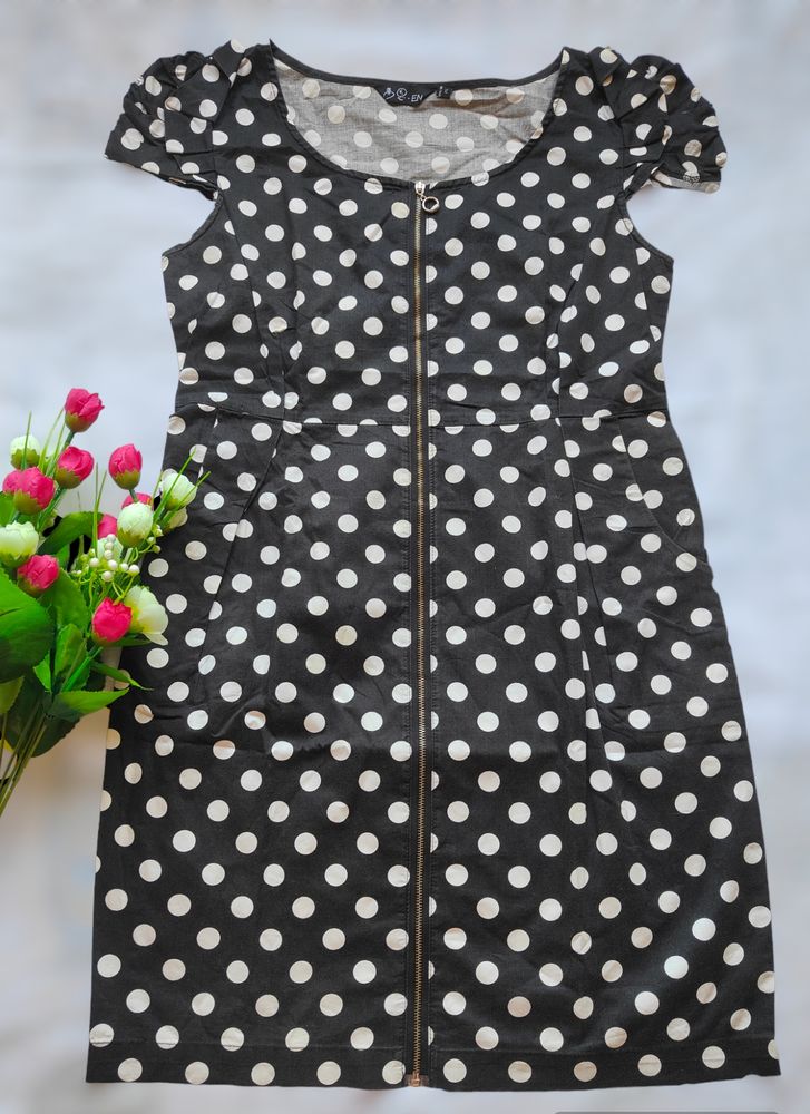 Polka Dot Denim Short Dress