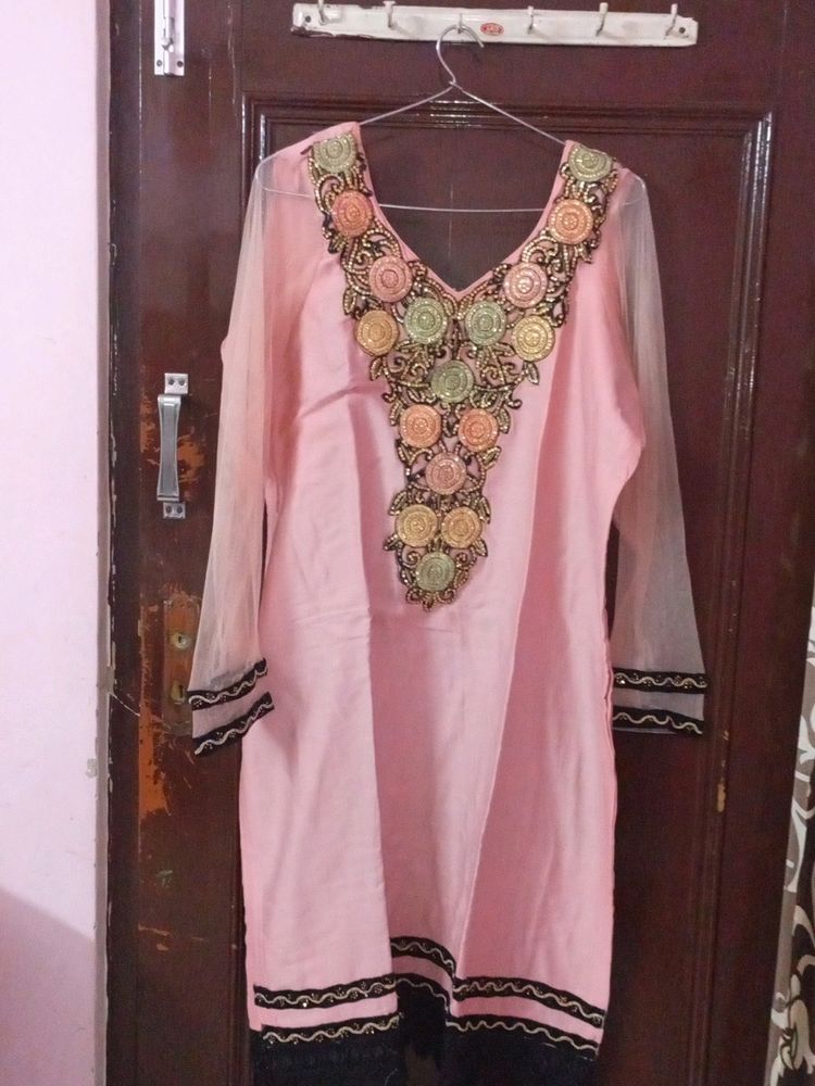 Baby Pink party Wear Kurta