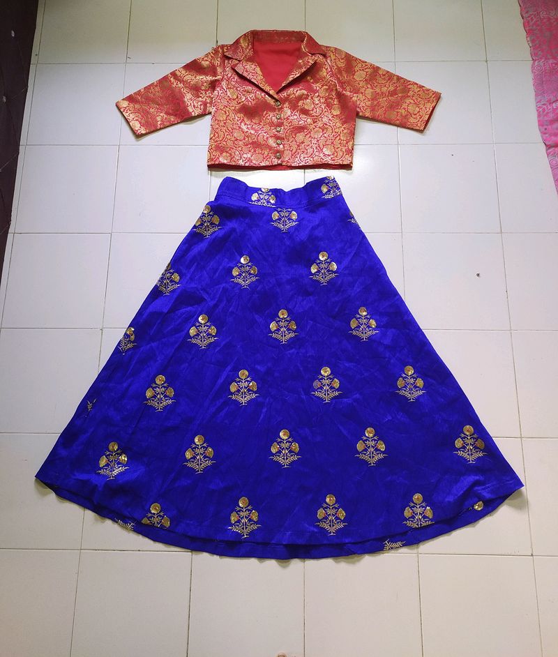 Embroidered Lengha Choli, "XL" Size