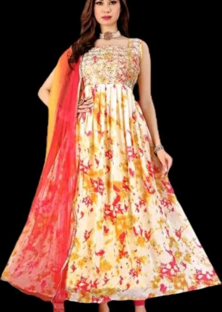 Designer Ethnic Partywear Gown And Dupatta