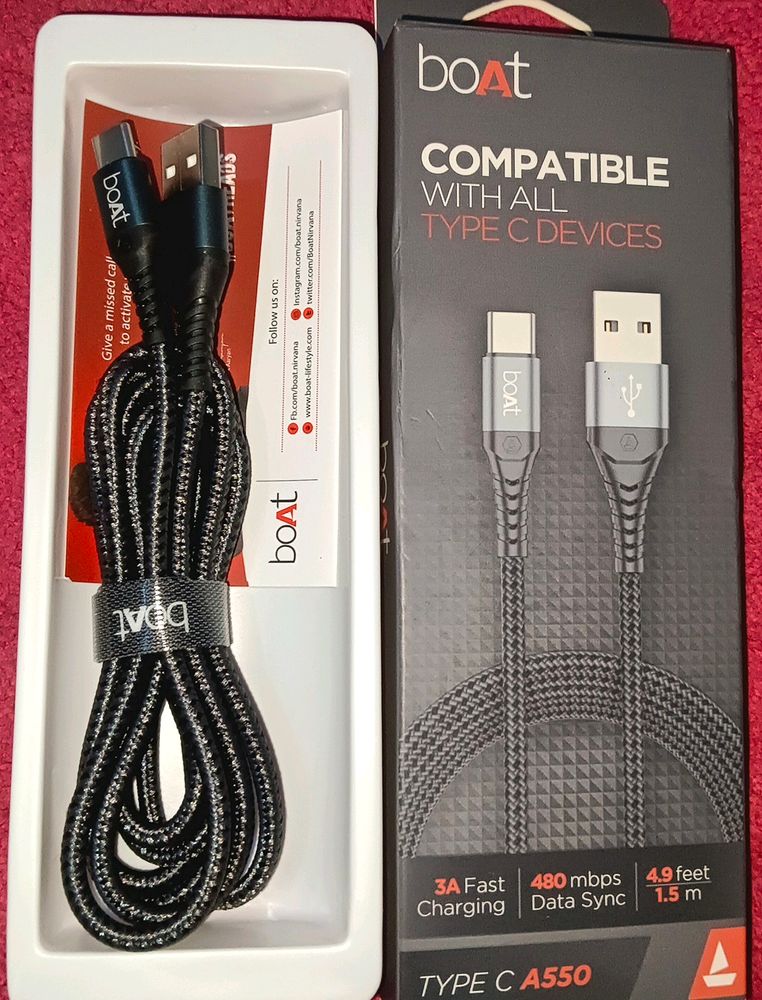 New Boat Type C charging Cable