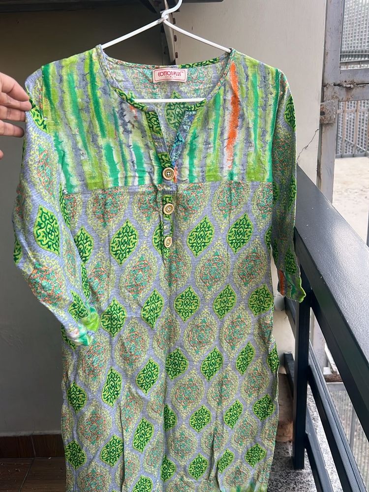 Branded Cotton Green Kurta - Medium Size